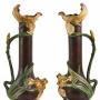 Pair Of Large Art Nouveau Austrian Pottery Ewers