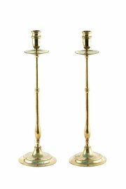 Pair Of Tall Antique Brass Candlesticks