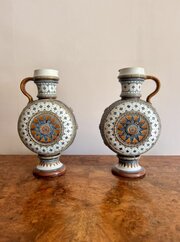 Pair Of Antique 19th Century Villeroy & Boch Ewers
