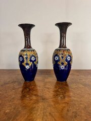  Pair Of Antique Doulton Lambeth Vases 