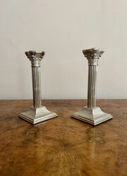  Pair Of Antique Edwardian Silver Plated Candlesti