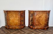 Pair Of Antique Victorian Burr Walnut Cabinets 