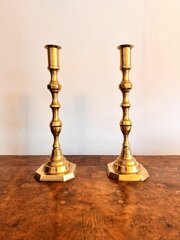Pair Of Large Antique Victorian Brass Candlestick