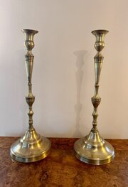 Pair Of Large Antique Victorian Brass Candlesticks