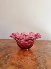 Pretty Antique Cranberry Glass Bowl 