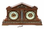 Quality Antique Desk Clock And Barometer Set