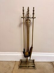 Quality Antique Edwardian Brass Companion Set