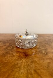  Quality Antique Edwardian Cut Glass Trinket Box 