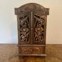 Quality Antique Carved Oak Table Top Cabinet 