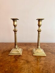 Quality Pair Of Antique Regency Brass Candlesticks
