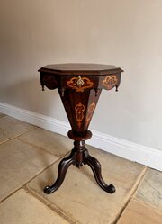 Rosewood Marquetry Inlaid Trumpet Work Table