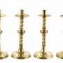 Set Of Antique Brass Ecclesiastical Candlesticks