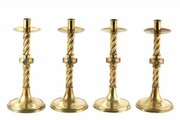 Set Of Antique Brass Ecclesiastical Candlesticks