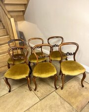Six Antique Victorian Balloon Back Dining Chairs 