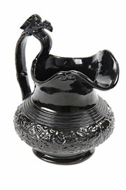 Unusual Antique Black Basalt Pottery Milk Jug