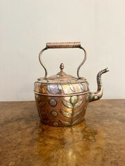 Unusual Quality Antique Dutch Copper Kettle 