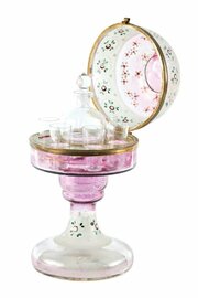 Victorian Cranberry And Frosted Liquor Stand