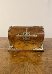 Victorian Burr Walnut Brass Mounted Stationary Box