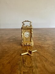 Victorian Ornate Brass Miniature Carriage Clock