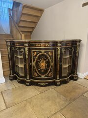 Victorian Serpentine Fronted Marquetry Credenza 
