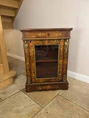 Victorian Walnut Marquetry Inlaid Pier Cabinet