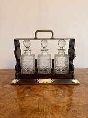 Wonderful Antique Oak Three Bottle Tantalus 