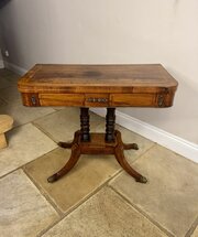 Antique Regency Rosewood & Brass Card Table 