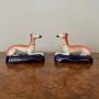 Antique Victorian Staffordshire greyhound inkwells