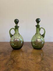 Antique Victorian Green Glass Spirit Decanters 