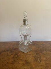 Antique Victorian Hourglass Silver Collar Decanter