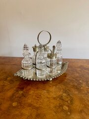 Antique Silver Plated Six Bottle Cruet Set