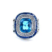 Blue Topaz Sapphire & Diamond Ring