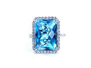 Blue Topaz & Diamond Cluster Ring