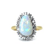 Opal & Diamond Cluster Ring