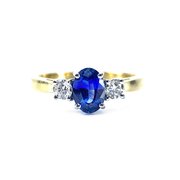 Sapphire & Diamond 3 Stone Ring