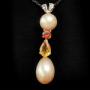 South Sea Pearls  Citrines And Diamond Pendant