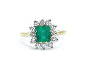 Square Emerald & Diamond Ring