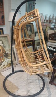 Original Vintage 70s Rattan Egg Chair