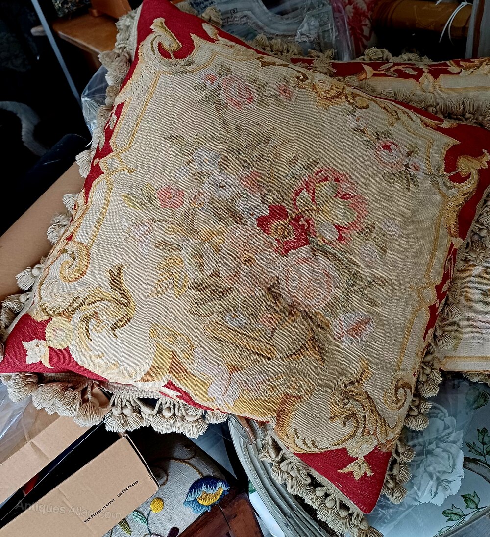 Antiques Atlas Pair Of Aubusson Style Tapestry Cushions