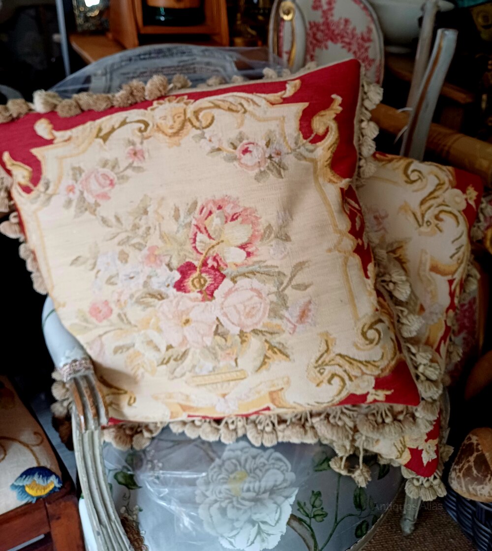 Antiques Atlas Pair Of Aubusson Style Tapestry Cushions