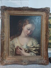 Painting  Young Girl And Dove