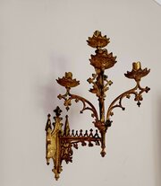 Pair Large French Gothic Wall Candleabra