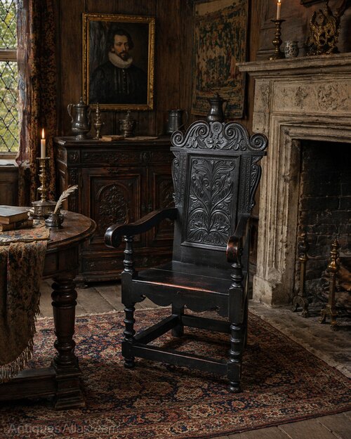 17th Century Style Oak Wainscot   Armchair