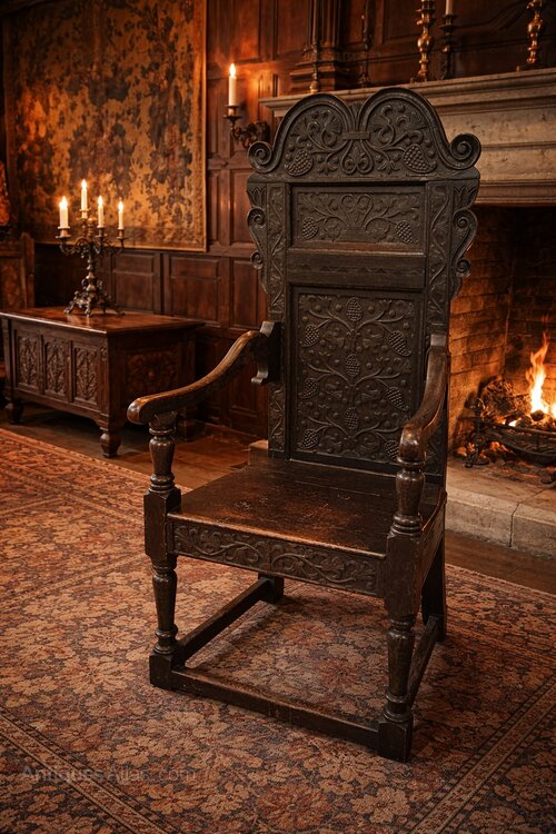 A Fabulous 19th century carved oak Wainscot Chair