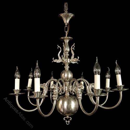 Antique Nickle Silver Flemish Chandelier