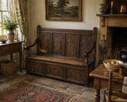 Carved Oak Box Settle