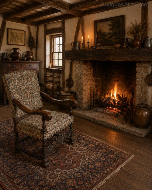 Large Antique Tapestry Armchair