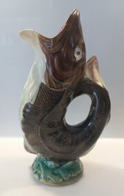 19th Century Majolica Gurgle Jug