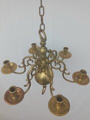 Dutch Six Arm  Brass Chandelier