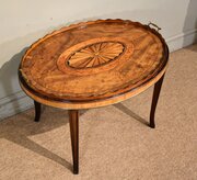 18th Century Satinwood Inlaid Oval Tray On Stand
